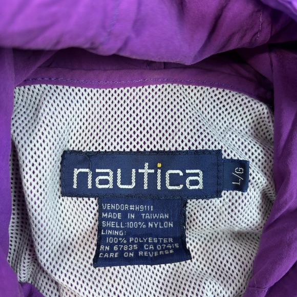 Vintage Nautica Jacket Mens Large Purple Offshore Races Hooded Windbreaker 90s - Picture 12 of 14